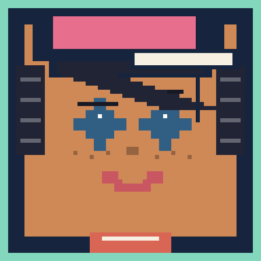 square gaming avatar with dark hair and a red cap