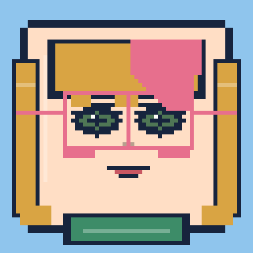 square face with straight bangs, rectangle glasses, turtleneck, and focused eyes