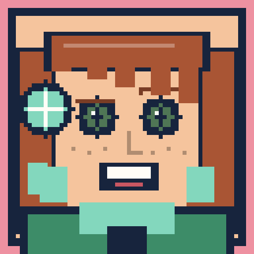 square face with curtain bangs, sparkling eyes, and bow collar